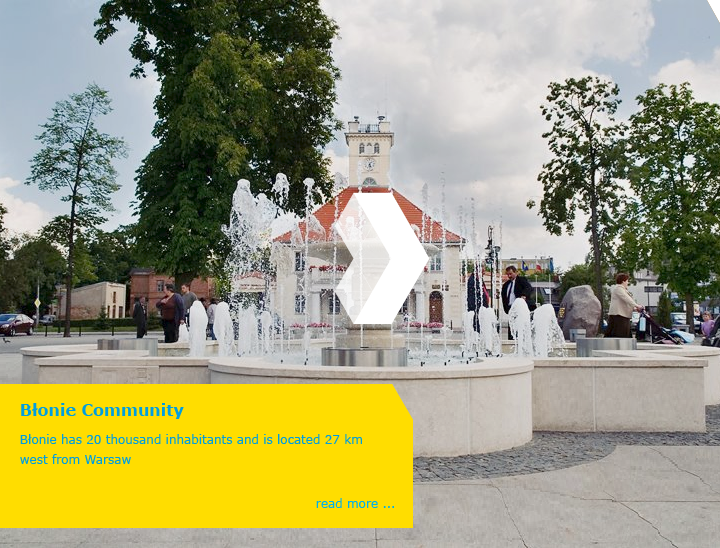 Błonie has 20 thousand inhabitants and is located 27 km west from Warsaw